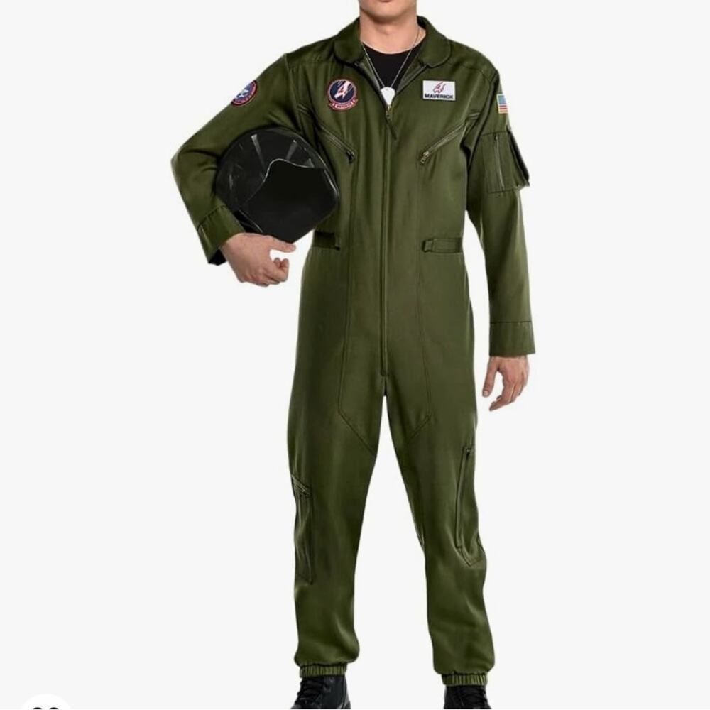 Top Gun Maverick army green Flight Suit Costume Adult Standard